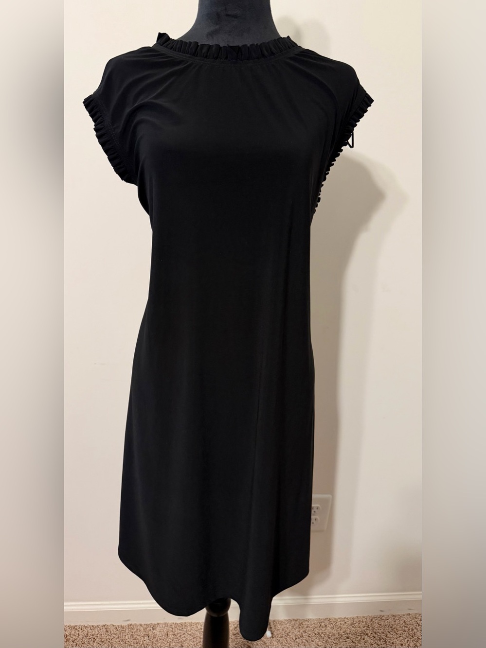 **NWOT** Nicole Miller Black Mini Dress with Ruffle Trim